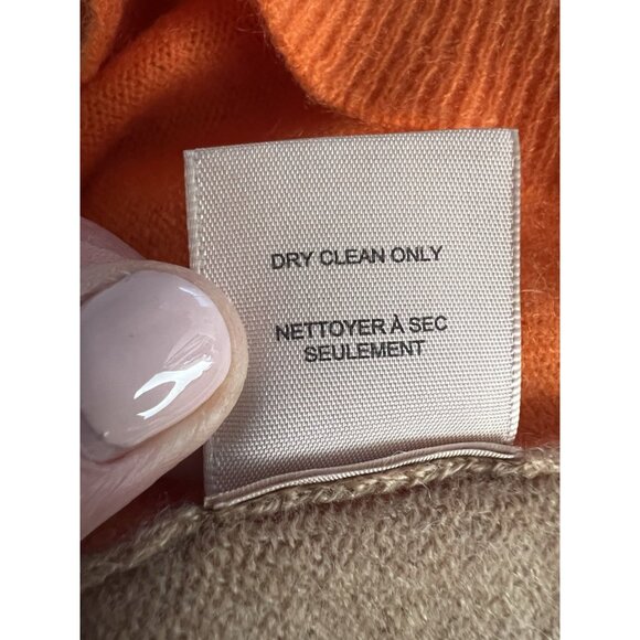 Philosophy 100% cashmere orange tan colorblock designer sweater boxy XL academia - Picture 8 of 8